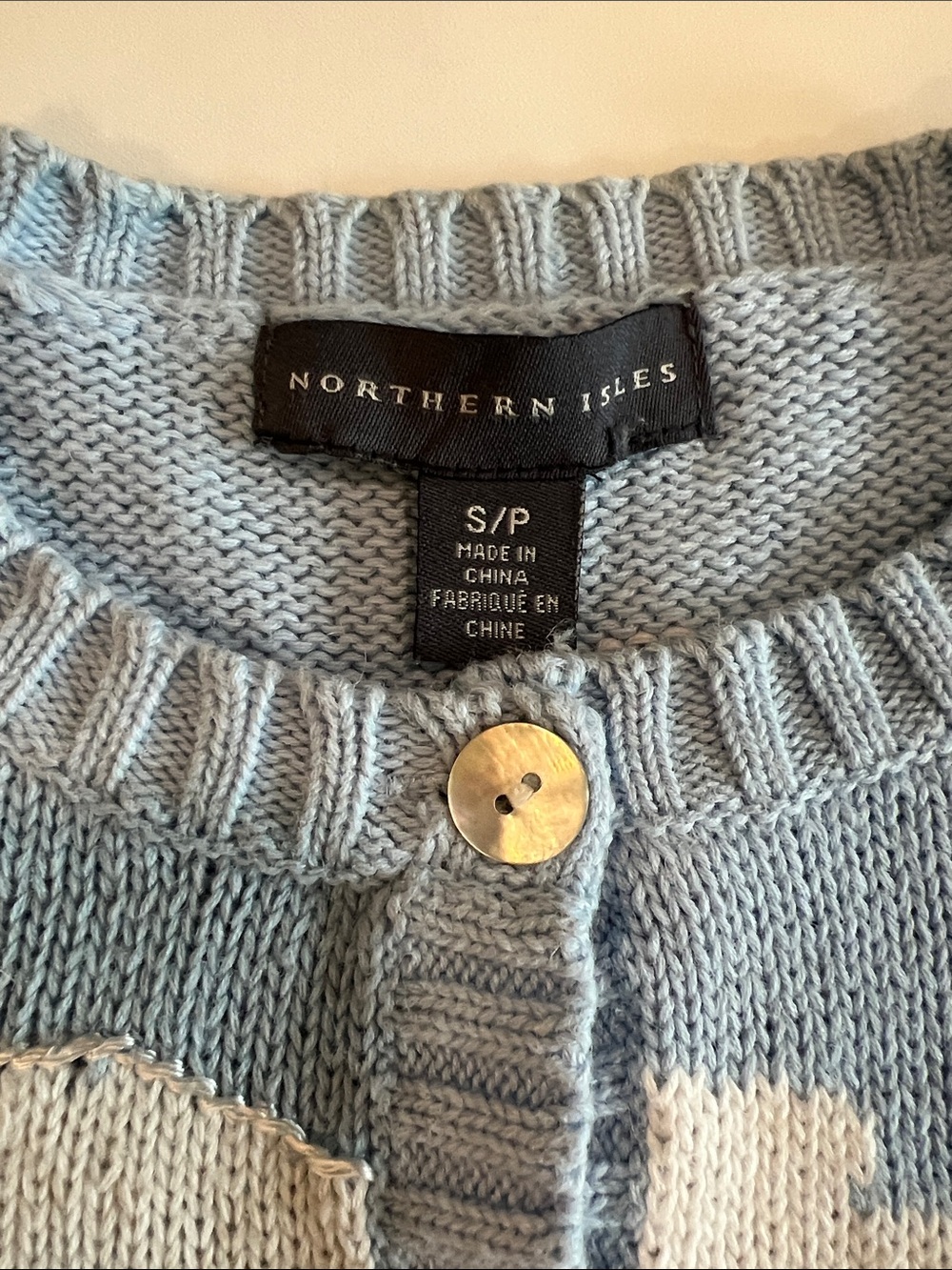 Northern Isle - small petite, Nautical Lighthouse Cardigan - Light Blue - Picture 3 of 8